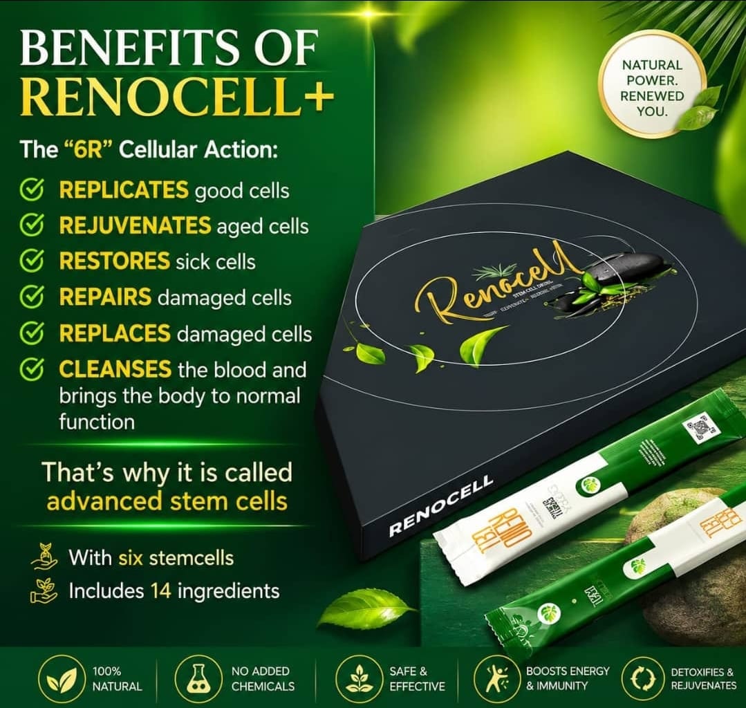 Benefits of Renocell+: the 6R cellular action, six stem cells and 14 natural ingredients